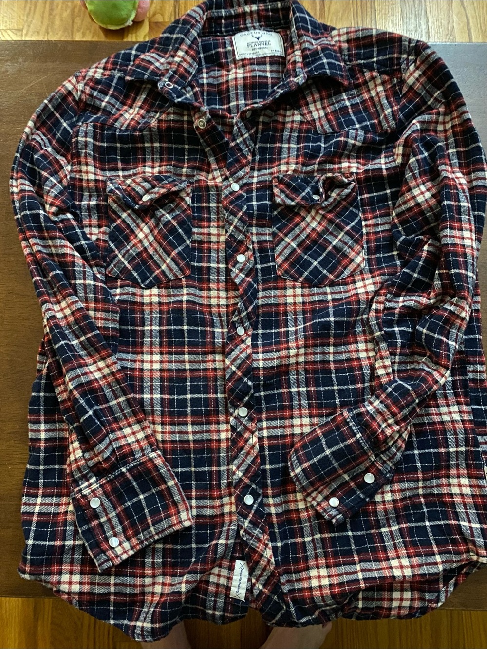 Cactus Man Navy, Red & White Plaid Flannel Button-Down Shirt